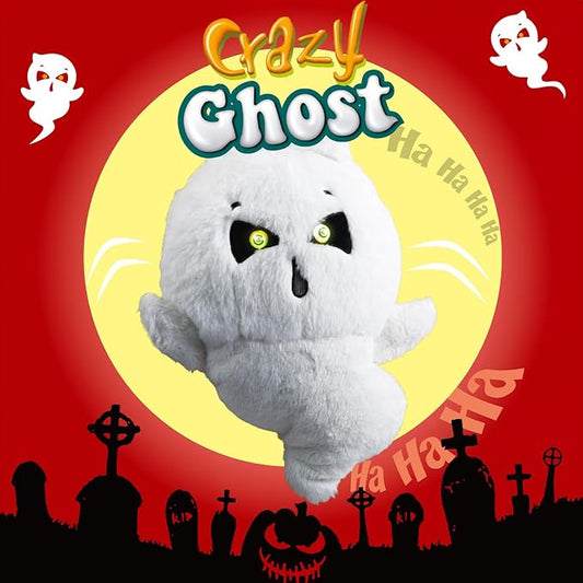 SUNLIN Interactive Halloween Ghost Cute Soft Plush Toy Gift for Adults & Kids 3+, Touch & Sound Activated Prank with Sound & Glowing Eyes, Scary Party Supplies Home Decor