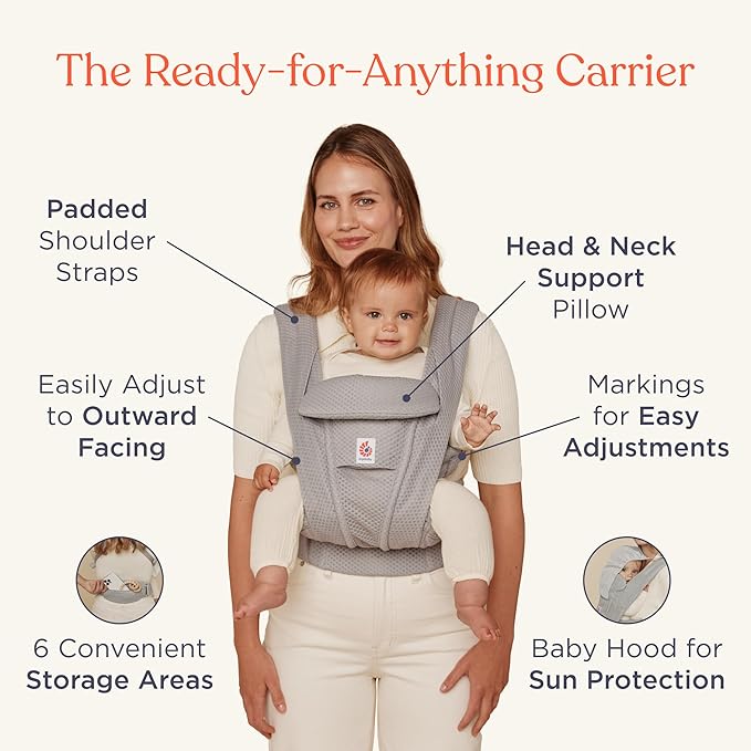 Ergobaby Omni Deluxe Baby Carrier Newborn to Toddler - Breathable Baby Carriers for Summer - All-Position Carrier with Enhanced Lumbar Support & Airflow (7-45 Pounds), Cotton, Midnight Blue