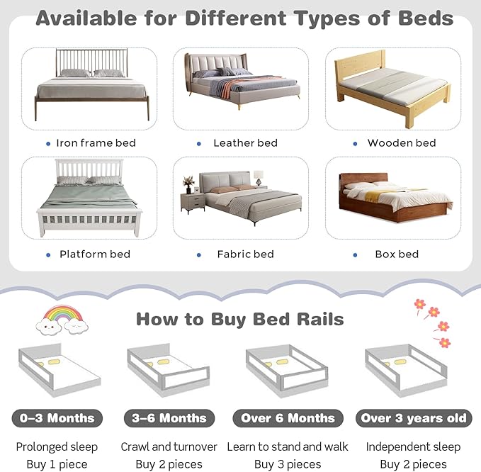 BABY JOY Bed Rail for Toddlers, 69’’ Extra Long, Height Adjustable & Foldable Baby Bed Rail Guard w/Storage Pocket & Double Safety Child Lock for Kids Twin Double Full Size Queen King Mattress (Gray)