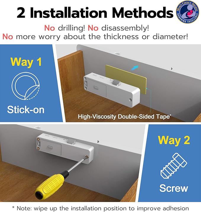 Anweller Baby Proofing Smart Cabinet Locks, Child Proof Hidden Drawer Locks, No Drill Adhesive Magnetic RFID Bluetooth Keyless Lock for Adults File Kitchen Cupboard Closet Liquor - White