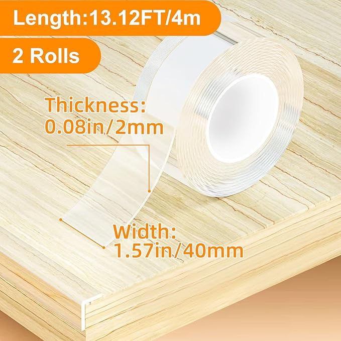 2 Rolls Clear Soft Corner Protectors for Furniture Strip,1.57 in x 13.12 FT,Sharp Edge & Table Bumper,Window Edge,Wall Protector, Soft Corner Guards Safe for Proof,Table Corner Protectors in Family