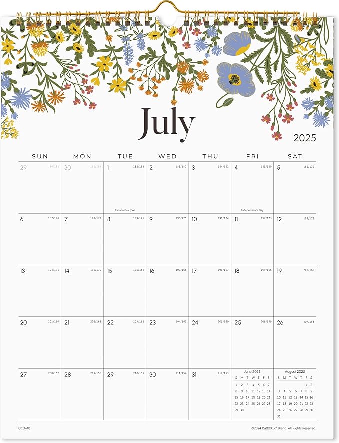 2025 Wall Calendar, Calendar 2025, Floral Design Wall Calendar with Thick Paper, 18 Months Runs From July 2025 - December 2026, 12" x 15", Twin-Wire Binding, Perfect for Planning (Flower)