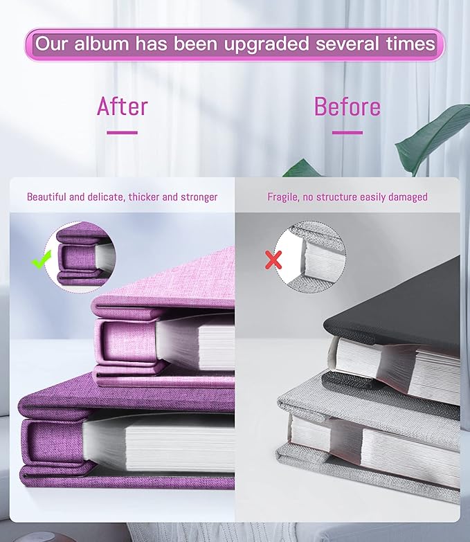 popotop Photo Album Self Adhesive with Picture Display Window,40 Pages DIY Scrapbooking Supplies Kit for 4x6 10x12 Picture,Linen Cover Memory Book for Baby Wedding, with Scraper and Metallic Pen