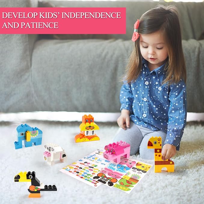 Animals Building Blocks Set, 122 Pieces Animal Building Toy Kit with Storage Box for Kids Ages 3 4 5 6 Years, Creative STEM Educational Preschool Toys for Toddlers Boys Girls Christmas Birthday Gift