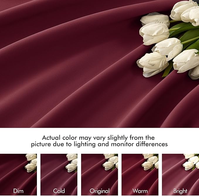 MIULEE Wine Red Back Tab Blackout Curtains 102 Inch Long 2 Panels Set for Bedroom, Rod Pocket/Pinch Pleated Thermal Insulated Living Room Darkening Light Blocking Floor to Ceiling Drapes