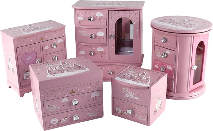 Music Jewelry Box for girls Pink Princess Castle girls jewelry box Little girl birthday christmas Gift kids jewelry box Organizer