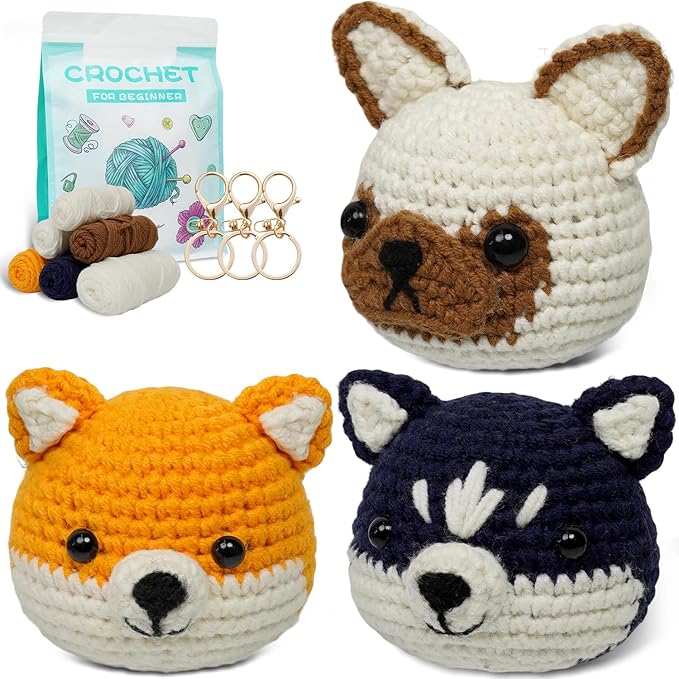 TAKADODO Crochet Kit for Beginners - Learn to Crochet Kits for Adults Beginner with Step-by-Step Video Tutorials - Crochet Kits for Adults and Kids (Dogs)