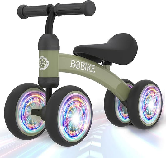 Baby Balance Bike Toys for 12-36 Months Kids Toy Boy and Girls Gifts Toddler Best First Birthday Gift Children Walker No Pedal Infant 4 Wheels Bicycle (Colorful, Deep Green-Light)