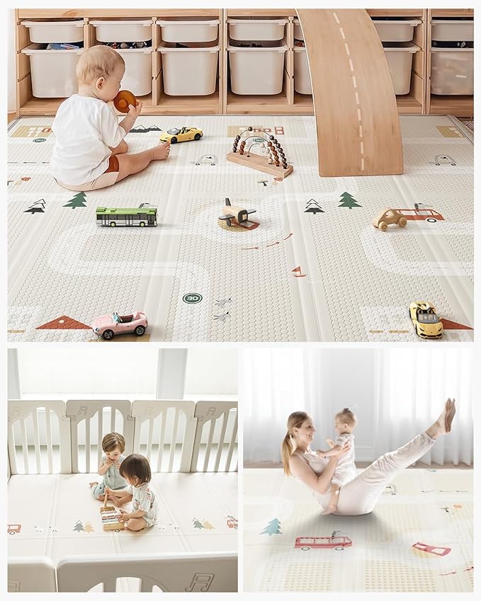 Baby Play Mat 47x47 Foldable Baby Play Mat for Playpen 50x50 Playpen Mat Reversible Foam Play Mat for Baby to Play on Floor 0.4" Crawling Baby Girl Play Mat for 50x50 Playpen(47 * 47 * 0.4)