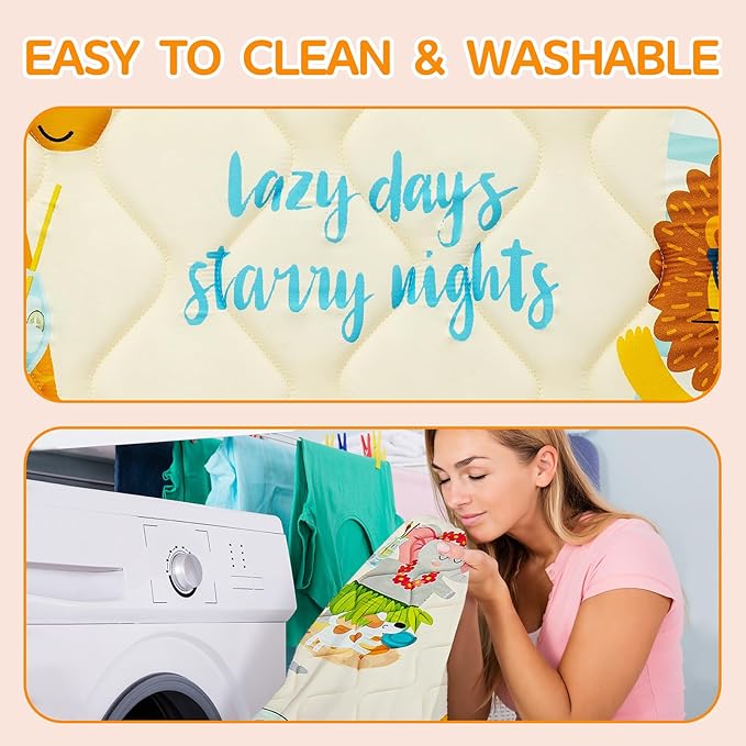 Baby Play Mat - Thicken 50x50 Inch Soft Foam Crawling Mat for Playpen & Floor, Non-Slip Waterproof Playmats for Infants & Toddlers, Portable Foldable & Machine Washable, Beach Animals