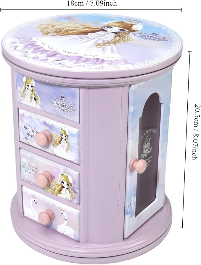 Purple Jewelry Box for Girls - Kids Organizer Little Girl Gift