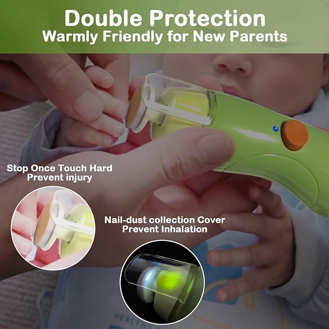 Rechargeable Baby Nail Trimmer, FANSIDI Baby Nail File Safe Baby Nail Filer Electric with 13 Replacement Pads, Trim Polish Grooming Kit for Newborn Infant Toddler or Adults Toes Fingernails Care