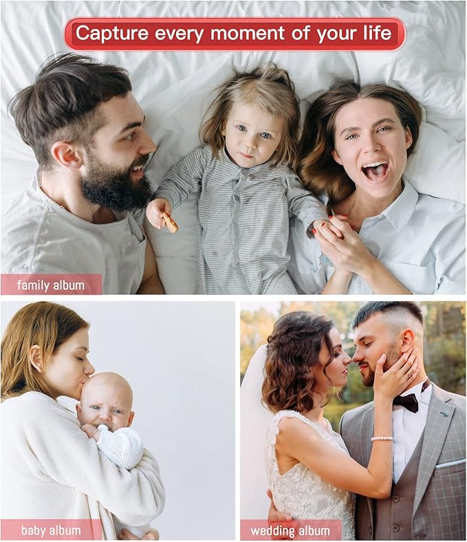 popotop Photo Album Self Adhesive with Picture Display Window,60 Pages DIY Scrapbooking Supplies Kit for 4x6 10x12 Picture,Linen Cover Memory Book for Baby Wedding, with Scraper and Metallic Pen