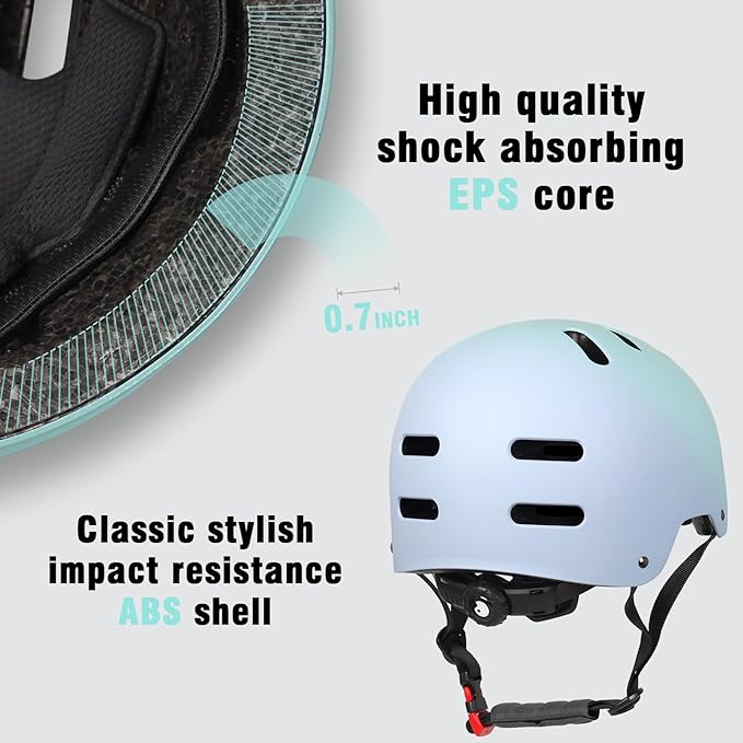 Skateboard Bike Helmet for Adults Women Men Youth Kids (2-3-5-8-14+ Years Boys Girls) - Lightweight Multi-Sport Adjustable Helmets for Bicycle Skateboard Scooter Skate Cycling