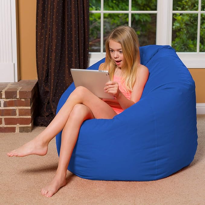 Posh Creations Bean Bag Chair for Kids, Teens, and Adults Includes Removable and Machine Washable Cover, Solid Royal Blue, 48in - X-Large