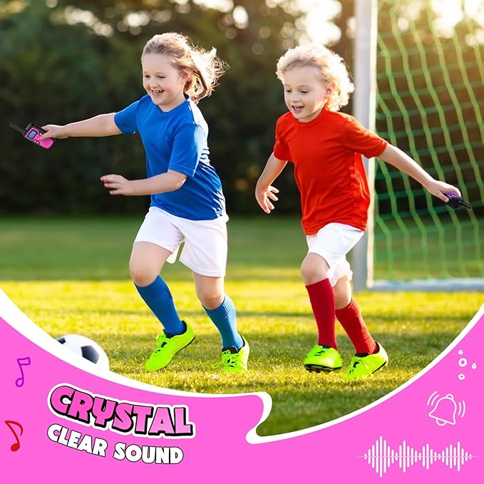 Wishouse Walkie Talkies for Kids Rechargeable Long Range,Xmas Birthday Gift for 4 5 6 7 8 9 Year Old Girls,Hiking Gear Camping Games Cool Toys with NOAA,SOS Siren,Lamp,Lanyards,Easy to Use,2 Pack