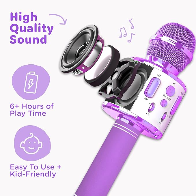 Move2Play, Kids Karaoke Microphone | Includes Pre-Loaded Songs & Bluetooth | Kids Birthday Party Gift | Toy for All Ages 2, 3, 4, 5, 6+ Year Old Girls, Boys & Toddlers