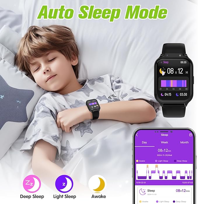Smart Watch for Kids 1.85" with Fitness Tracker, Sleep Monitor, 22/100+ Sport Modes, DIY Dial, IP68 Waterproof, Step Counter, Heart Rate, Camera, with/Without APP, Gift for 3-12 Years Old Boys Girls