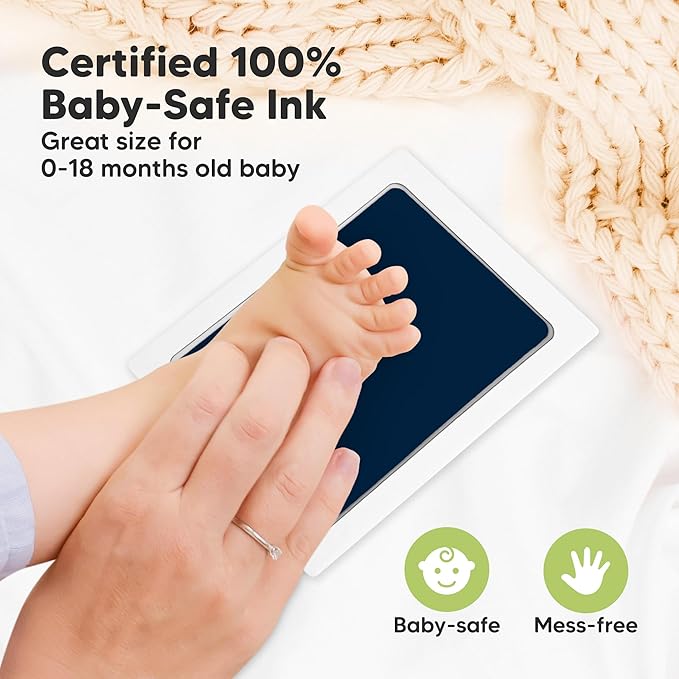 4-Pack Inkless Baby Hand and Footprint Kit - Mess Free Ink Pad for Newborn Keepsake, Dog Nose & Paw Print Kit, Clean Touch Ink Pad for Baby Hand & Footprints, Ideal New Mom Gifts (Midnights,L)