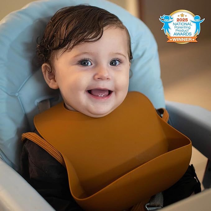 Moonkie Silicone Baby Bibs Set Of 2 | BPA Free Waterproof | Soft Flexible Adjustable Silicone Bibs for Babies & Toddlers(Tradewinds/Sage)