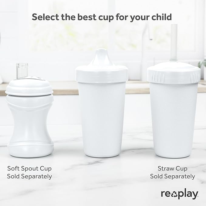 Re-Play Sippy Cups for Toddlers - 10 Oz. Reusable Spill Proof Cups for Kids, Dishwasher/Microwave Safe - Made in USA - Set of 3-3.13" x 6.25" - Fresh