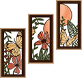 IARTTOP Wood Floral Framed Wall Art 8x16 Inch Set of 3 Abstract Green Leaf by IARTTOP