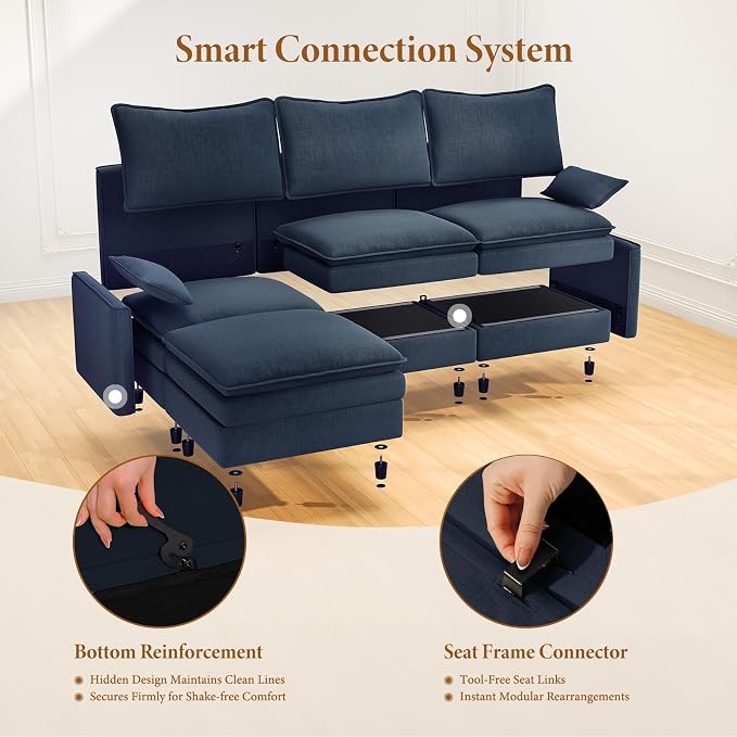 Vesgantti 142" U Shaped Sectional Couch, Comfy Cloud Modular Sectional Sofa - Image 5