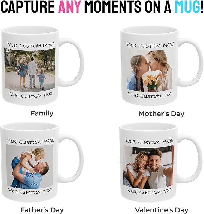 Personalized Coffee Mug – Custom Photo, Text, or Logo Ceramic Mug Tea Cup | Taza Personalizada with Picture or Message | Customized Gift Idea for Men & Women, Mom, Dad, Friends - White/Green | 11oz