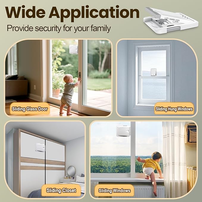 Sliding Door Lock 2 Pack, Child Safety Lock For Sliding Glass Doors, Easy To Install, Keeps Your Baby Out Of Danger, For Sliding Glass Doors, Sliding Windows, Sliding Closets, Etc (Grey)