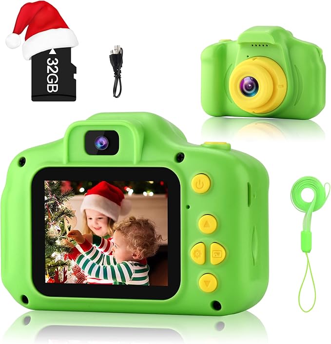 GKTZ Toys for Girls Age 3-8, Kids Camera Digital Video Toddler Camera Children Camcorder Birthday Gifts for 3 4 5 6 7 8 Year Old Girls with 32GB SD Card