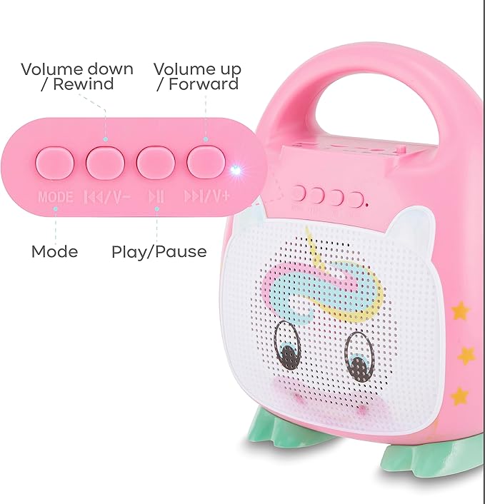 Singimals Kids Karaoke Speaker with Microphone - Unleash Your Child's Inner Superstar, Bluetooth v5.1, 12H Playtime, 5W Speaker, Multicolor LED Lighting, Shimmer The Unicorn