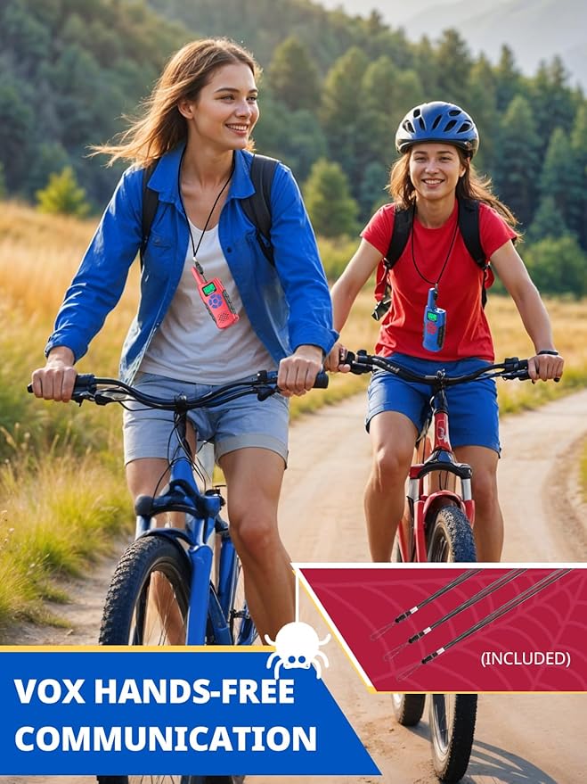 Walkie Talkies for Kids Rechargeable,Toys for Boys and Girls Ages 3-12, 2 Pack Long Range 2-Way Radios, Birthday Gifts,Christmas Stockings, Outdoor Play, Family Games, Hiking Camping Gear