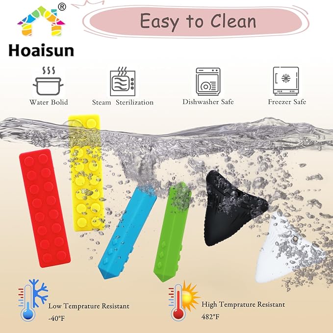 Chewy Necklaces for Sensory Kids, 6 Pack Chew Necklaces for Sensory Boys and Girls with Autism, ADHD, SPD, Chewing, Biting, Silicone Oral Sensory Chew Teething Toys for Adults Reduce Anxiety Fidget