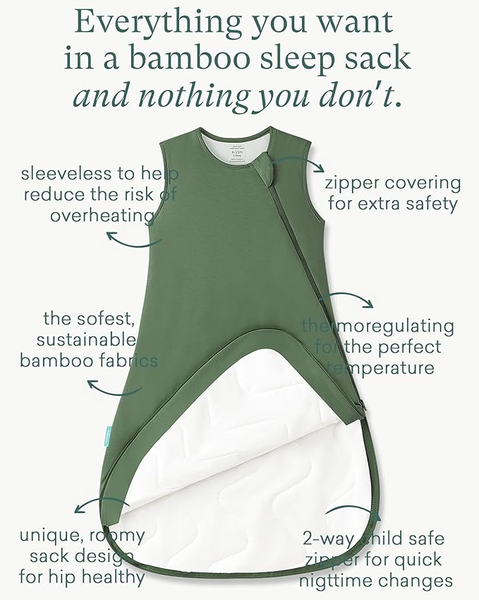 Supersoft Sleep Sack 1.0 TOG, Premium Bamboo Viscose Baby Sleeping Bag 2-Way Zipper Sleep Sack Baby Wearable Blanket