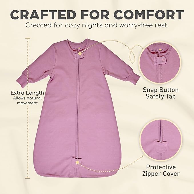 Mama Cheetah Baby Sleep Sack with Sleeves, 0.5 TOG Organic Cotton Wearable Blanket and Two-Way Zipper, Swaddle Transition Long Sleeve Sleeping Bag for Newborn Infant Toddler, 18-24 Months