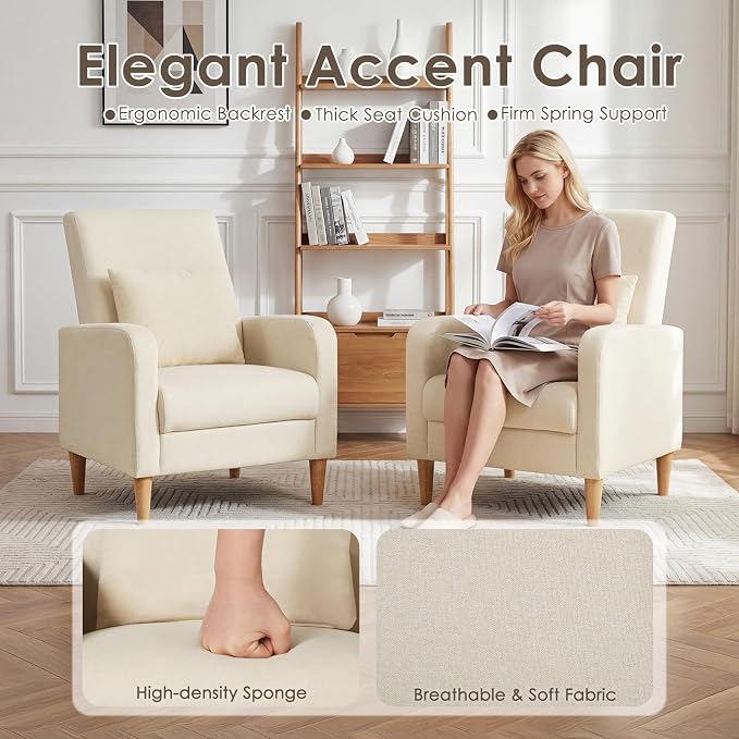 COLAMY Mid-Century Modern Upholstered Accent Chair - Image 4