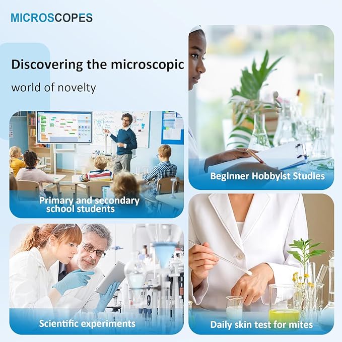 Microscope for Kids 40X-2000X Magnification, Microscope for Kids 8-12 Years with LED Fill Light, Cell Phone Holder, Great for School Labs and Homeschooling