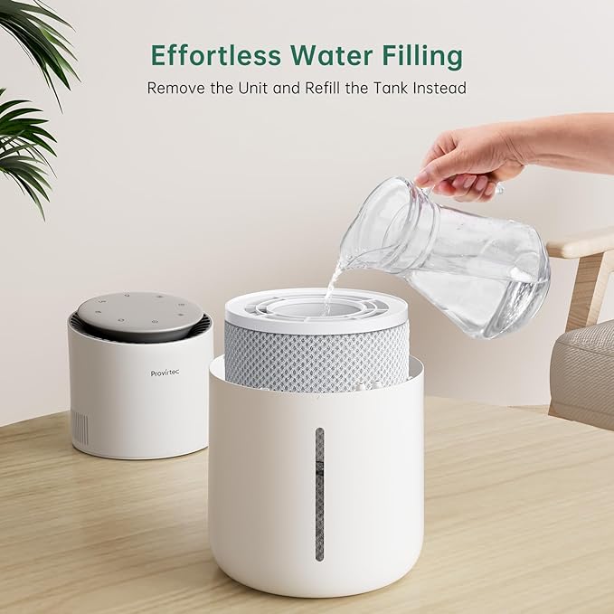 MistFree Smart Humidifier for Bedroom, Evaporative Humidifier No White Dust, Auto Humidity & APP Control, 3L Water Tank Easy to Clean, Sleep Mode, Timing, Humidifiers for Nursery/Baby(White)