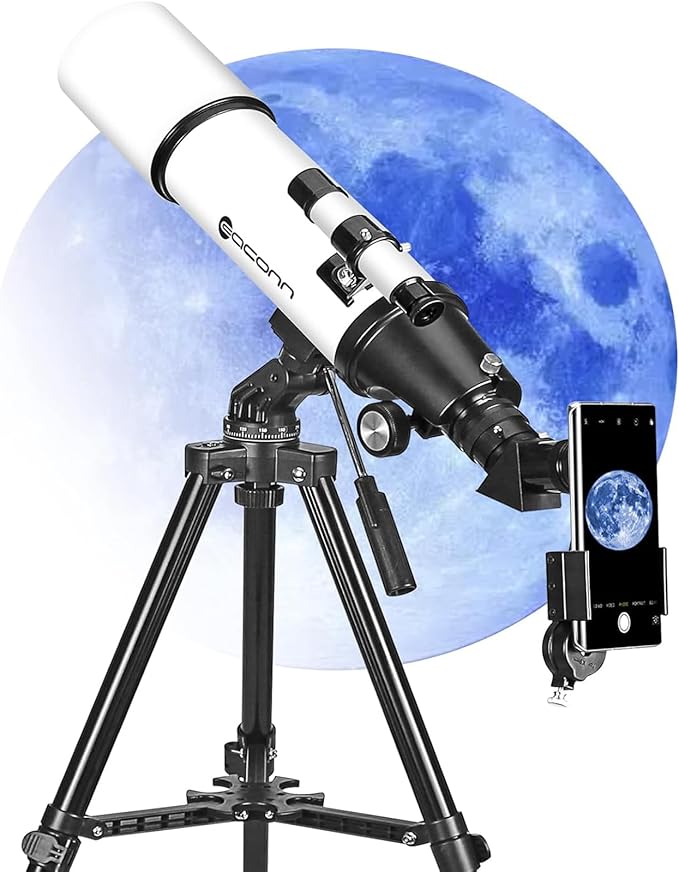 Telescopes for Adults Astronomy, 80mm Aperture 600mm Refractor Telescope for Kids & Beginners, Compact and Portable Travel Telescopio with Backpack