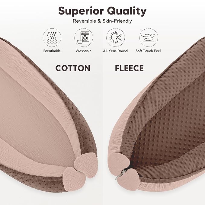 Baby Lounger - Infant Lounger Pillow for Newborn 0-24 Months, Soft, Breathable & Portable Baby Lounger Pillow for Boys & Girls, Cozy Baby Floor Seat for Home & Travel (Sand)