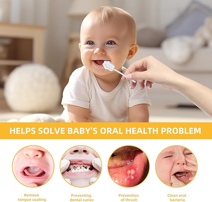 EASICUTI Upgrade Baby Tongue Cleaner, 52PCS Newborn Baby Toothbrush, Baby Oral Cleaner, Disposable Infant Toothbrush Baby Mouth Cleaner, Gum Cleaner Stick Dental Care for 0-36M+ 2 Finger Toothbrush