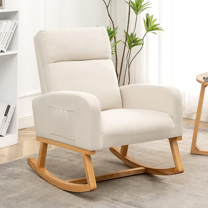 HCHAIRH Rocking Chair Nursery, Upholstered Nursing Rocker Chairs by HCHAIRH