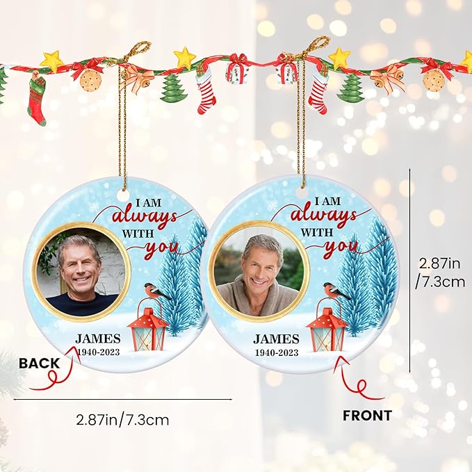 Customized Sympathy Gift for Loss of Loved One - Personalized Christmas Photo Ornaments 2025 - Custom Photo, Name, Years Memorial Gifts