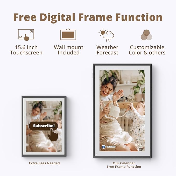 Dragon Touch 15.6" Digital Calendar Chore Chart – 1080P Full HD Interactive Touchscreen, Smart Family Planner, Hearth Display Digital Calendar Wall & Desk Mountable for Seamless Scheduling Black