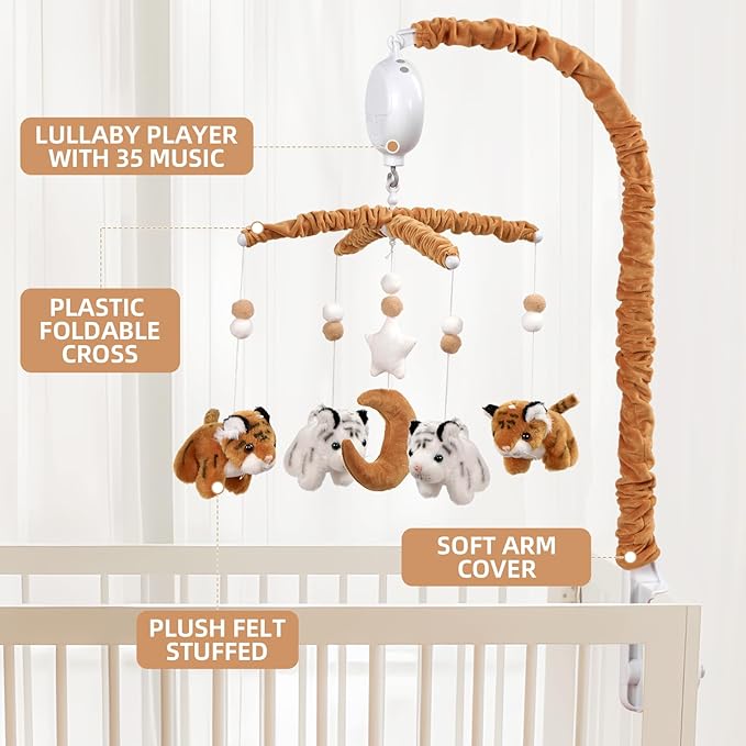Baby Crib Mobile- Tiger Crib Mobile for Boys Girls Essential Gift for Infant Bedroom Hanging Decor