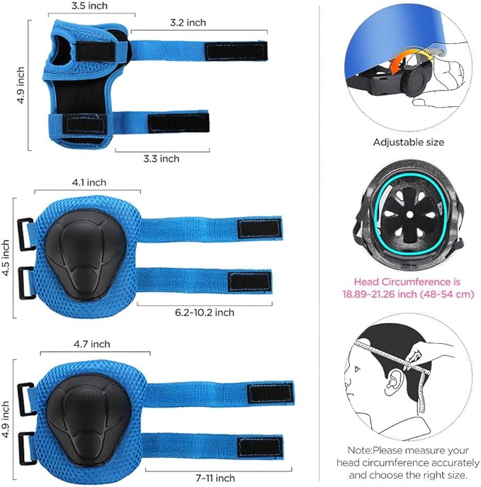 DaCool Kids Bike Helmet Set Skateboard Knee Pads - Kids Helmet Elbow Pads Wrist Guards Adjustable for 3~10yrs Girl Boy Kids Protective Gear Set for Sport Cycling Bike Roller Skating Scooter