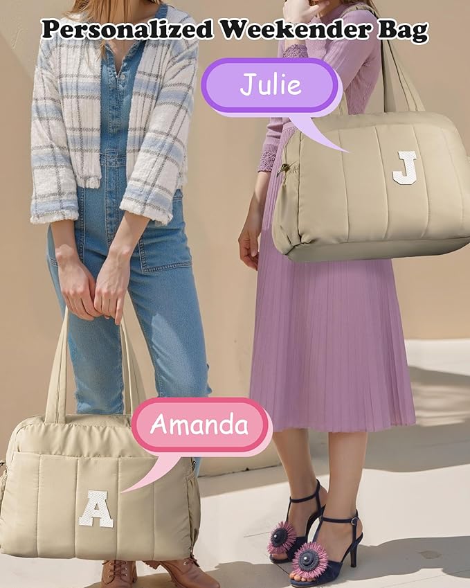 Travel Essentials-Monogram Duffle Bag, Weekender Bags for Women，Overnight Bag with Wet Pocket，Lightweight Travel Bags Personalized Gym Tote with Makeup Pouch