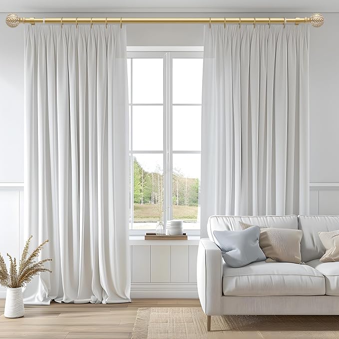 QDWIS Gold Curtain Rods for Windows 28 to 48 inch, Rustic Decorative Drapery - Image 2