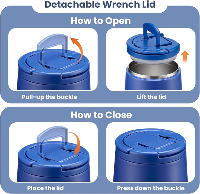 Soup Thermo for Hot Food Kids 14oz Lunch Containers with Buckle Lid Wide Mouth Hot Food Jar Vacuum Insulated Stainless Steel Bento Box Leakproof with Spoon (Light Blue)