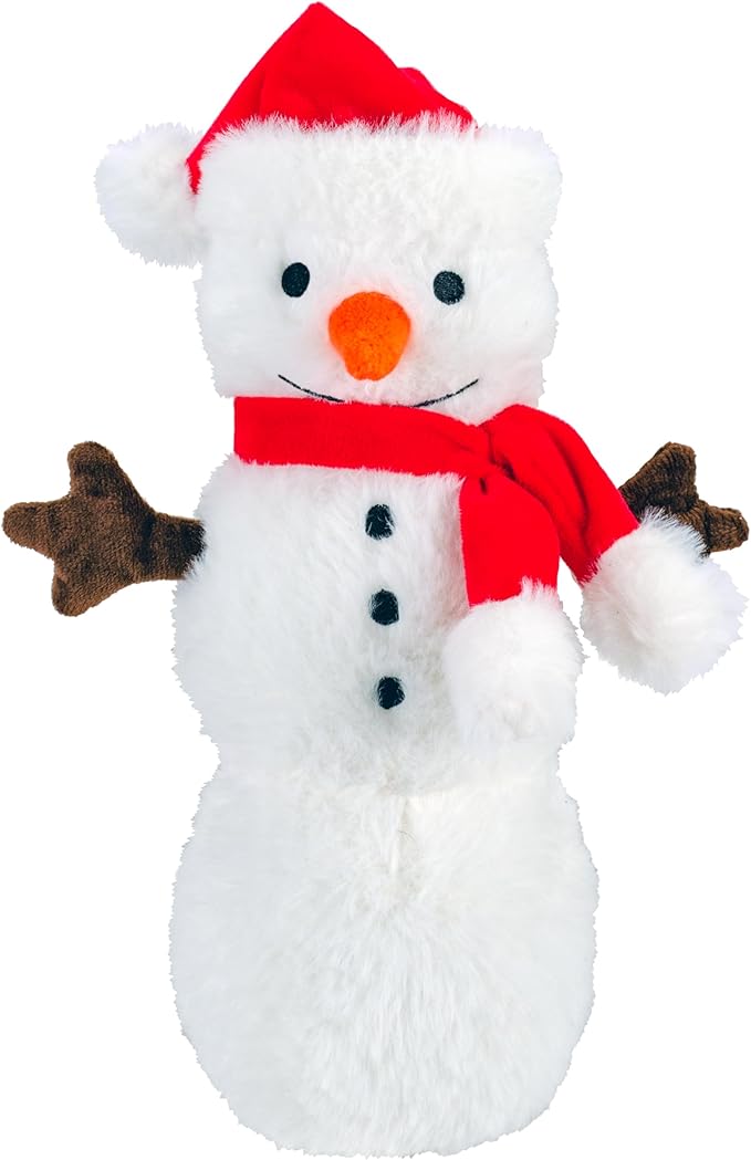 Giftable World Holiday Plush Pet Toy Fun for Christmas Designs with Squeaker Dog Chew Toy (10" Snowy Fluff w/Squeaker & Crinkle)